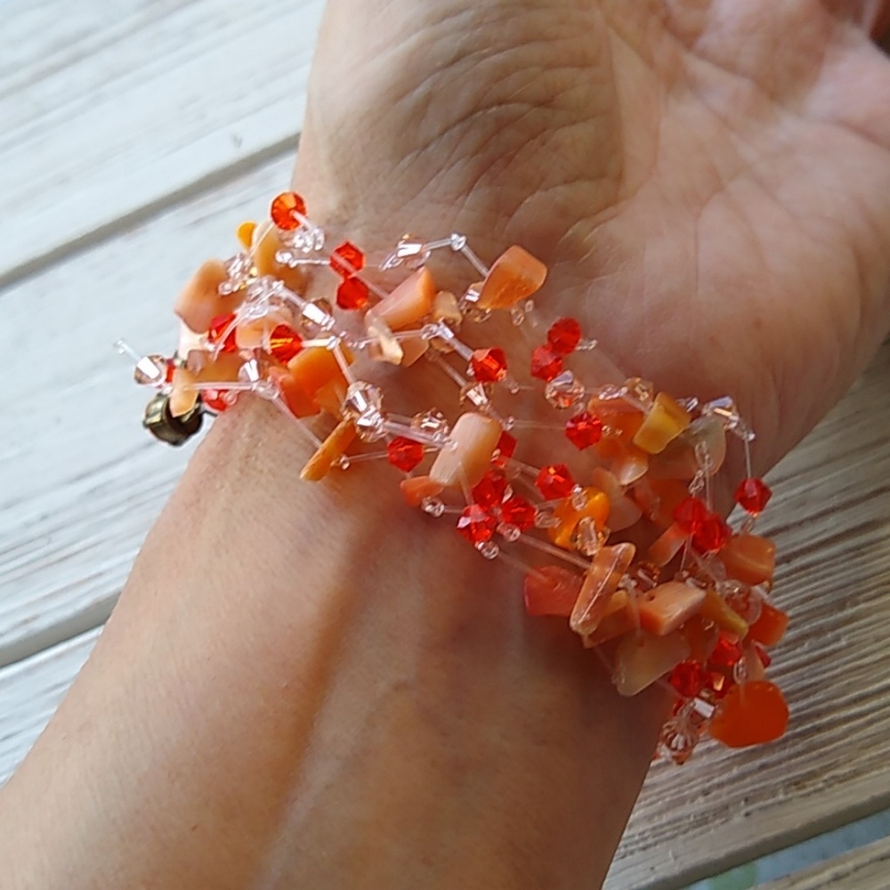 Coral Semi-precious Stones/🌞 Sun Crystal Bracelet